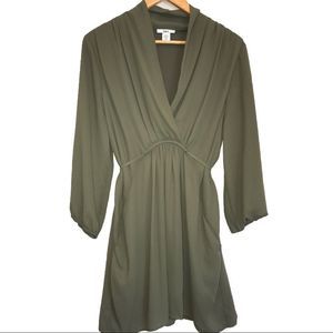 Bar III green cinch waist sheer top